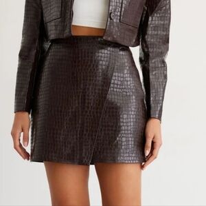 Mini Crocodile Faux Leather Skirt